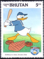 192 Bhutan Disney Donald Baseball MNH ** Neuf SC (BHU-47c) - Béisbol