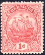 188 Bermuda 1p Red Caravel Caravelle Bateau Voilier Sailing Ship (BER-57) - Bermudes