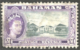 164 Bahamas ONE Pound 1954 Thin At Right Aminci A Droite (BAH-168) - 1859-1963 Crown Colony