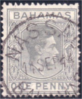 164 Bahamas George VI ONE Penny Green Very Nice Postmark (BAH-152) - 1859-1963 Kronenkolonie