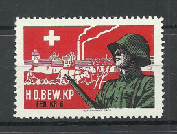 SCHWEIZ Switzerland 1940 Soldatenmarke H. D. BEW. KP Ter. Kr. 6 * Military - Vignetten