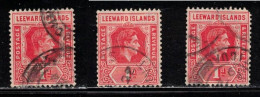 LEEWARD ISLANDS Scott # 105 Used X 3 - KGVI - Small Faults - Leeward  Islands