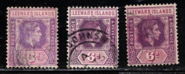 LEEWARD ISLANDS Scott # 110, 110a, 110b Used - KGVI - Leeward  Islands