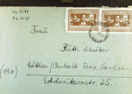 Polen: Brief Mit POLSKA 15 Zt Im Waager. Paar Geschnitten Vom 10.11.1948 Aus RADIBORZ Nach KÖTHEN Prov. Sachsen - Storia Postale