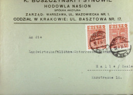Polen: Brief Mit POLSKA 30 Gr Im Waager. Paar Vom 22.2.1934 Aus KRAKOWIE  Nach Halle /Saale  - Unsauber Geöffnet - Covers & Documents