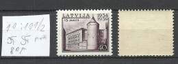 LETTLAND Latvia 1939 Michel 277 Perf 10: 10 1/2 Wm Normal Horizontal MNH - Lettland