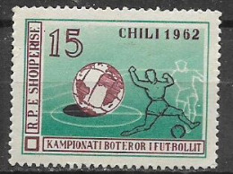 ALBANIA  1962 COPPA DEL MONDO DI CALCIO IN CILE  YVERT. 584   MNH XF - Albanie