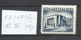 LETTLAND Latvia 1939 Michel 276 Perf 10: 10 1/2 WM Normal Horizontal * - Lettland