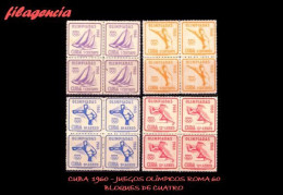 CUBA. BLOQUES DE CUATRO. 1960-08 JUEGOS OLÍMPICOS ROMA 1960 - Neufs