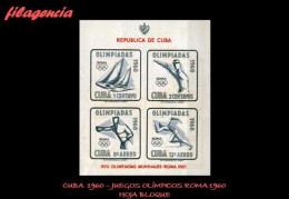 CUBA MINT. 1960-08 JUEGOS OLÍMPICOS ROMA 1960. HOJA BLOQUE - Neufs