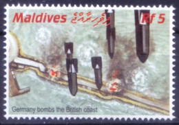 Maldives 2001 MNH, Germany Bombs British Coast 2nd World War - WW2