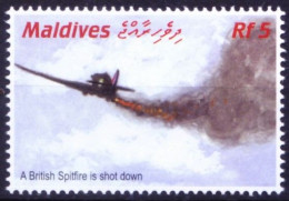 Maldives 2001 MNH, Spitfire Is Shot Down Battle Of Britain 2nd World War - WW2