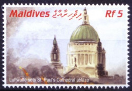 Maldives 2001 MNH, St Pauls Cathedral On Fire Battle Of Britain 2nd World War - WW2