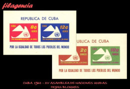 CUBA MINT. 1961-04 XV ASAMBLEA GENERAL DE NACIONES UNIDAS. HOJAS BLOQUE - Neufs