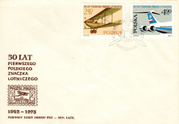 Poland 1975 50th Anniversary Of First Polish Air Post, First Day Cover - FDC