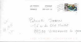 France 2014 - AA 1075 - Oblitéré S/enveloppe  03/2017 / L'ART Et La MATIERE, Métiers De L'Artisanat : LE PAPIER - Cartas & Documentos