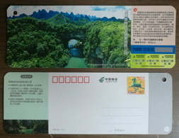 Natural Rock Erosion Bridge,karst Cave National Geopark,CN 14 Tourism In Guangxi Small Size Ticket Pre-stamped Card - Ponti