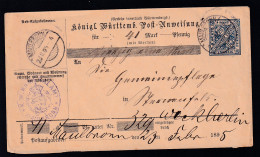 Postanweisungs-Dienstumschlag Ziffer 20 Pfg. Vom Kameralamt Maulbronn Ab Maulbronn 23.II.95 - Postal  Stationery