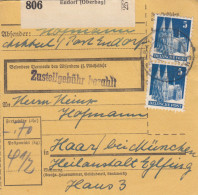 BiZone Paketkarte 1948: Endorf Nach Haar Bei München, Heilanstalt Eglfing - Covers & Documents