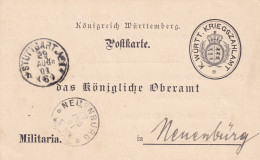 Postkarte 1901  Stuttgart Haftvollzugskosten Nach Neuenburg, Militaria - Lettres & Documents