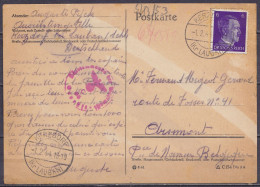 CP Affr. 6pf Càpt "KERZDORF /-1.2.1944/ (Kr LAUBAN)" D'un Prisonnier-travailleur Belge En Allemagne Pour ARSIMONT - Cach - Prigionieri