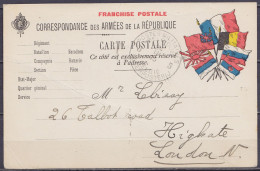 CP "Correspondance Des Armées De La République" En Franchise Càd "POSTES MILITAIRES BELGIQUE 5/24 IV 1915/ BELGIË LEGEPO - Armée Belge