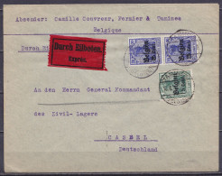 Env. En Exprès Affr. OC12 + Paire OC17 Càpt TAMINES /10.1.1917 Pour General Kommandant Des Zivil-Lagers à CASSEL (Allema - OC1/25 Governo Generale