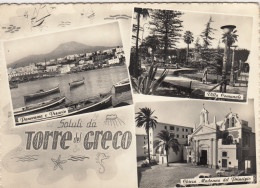 TORRE DEL GRECO-NAPOLI-SALUTI DA..MULTIVEDUTE-CARTOLINA VERA FOTOGRAFIA-VIAGGIATA IL 15-9-1959 - Torre Del Greco