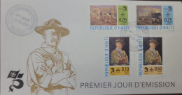 P) 1983 HAITI, 75TH ANNIVERSARY BOY SCOUT MOVEMENT, LORD ROBERT BADEN, COMPLETE EMSION, FDC XF - Haïti