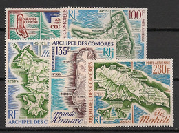 COMORES - 1971-75 - Poste Aérienne PA N°YT. 36 - 49 - 53 - 61 - 67 - Cartes / Maps - Neuf Luxe ** / MNH / Postfrisch - Poste Aérienne