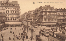 BELGIQUE - Bruxelles - Vue Sur La Place De La Bourse Et Boulevard Anspach - Animé - Carte Postale Ancienne - Squares