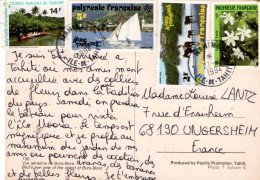 POLYNESIE AFFRANCHISSEMENT COMPOSE SUR CARTE POUR LA FRANCE 1994 - Lettres & Documents