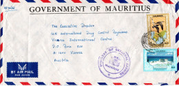 L75567 - Mauritius - 1997 - Rs.25 Zugvoegel (Mgl) MiF A DienstLpBf PORT LOUIS -> UNO Wien - Maurice (1968-...)