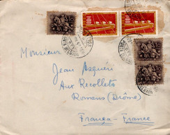 PORTUGAL AFFRANCHISSEMENT COMPOSE SUR LETTRE DE PONTA DELGADA POUR LA FRANCE 1955 - Covers & Documents