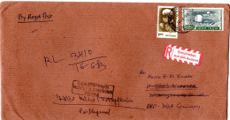L75568 - Indien - 1983 - Rs.10 AKW MiF A R-Bf MODEL COLONY POONA -> Westdeutschland, M Dt R-Aufkleber - Briefe U. Dokumente