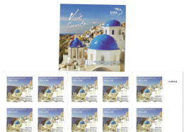 GREECE  2014     BOOKLET    SELF - ADHESIVE   STAMPS     TOUTIST    VISIT  SANTORINI  [  WITH  NUMBER  ] - Libretti