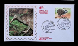 CL, FDC, 1 Er Jour, Paris, 4-11-2000, Les Oiseaux Menaçés, Faucon Crécerellette France, Kiwi Austral Nouvelle-Zélande - 2000-2009