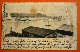 GERMANY - GRUSS AUS KEIEL, PANORAMA VOM KRIEGSHAFEN, GERMAN WARSHIPS 1901 - Guerra