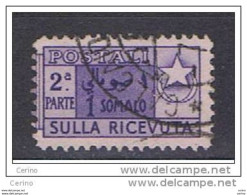 SOMALIA  AFIS:  1950   1/2  P.P. SULLA  RICEVUTA  -  1 S. VIOLETTO  US. -  C.E.I. 7 - Somalie (AFIS)