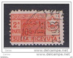 SOMALIA  AFIS:  1950   1/2  P.P. SULLA  RICEVUTA  -  10 C. ARANCIO  US. -  C.E.I. 4 - Somalië (AFIS)