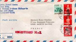 JAPON AFFRANCHISSEMENT COMPOSE SUR LETTRE RECOMMANDEE POUR LA FRANCE 1977 - Brieven En Documenten