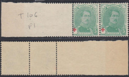 Belgique 1914 - Timbres Neufs. COB Nr.: 129  Dont 1 Avec Variété: "Double Point Autour Volute Gauche..... (EB) AR-02041 - 1914-1915 Rotes Kreuz
