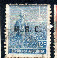 ARGENTINA 1912 1914 M.R.C. OVERPRINTED MRC SOPRASTAMPATO AGRICOLTURE CENT. 12c USATO USED OBLITERE' - Dienstmarken