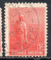 ARGENTINA 1911 AGRICULTURE AGRICOLTURA CENT. 5c USATO USED OBLITERE' - Gebraucht