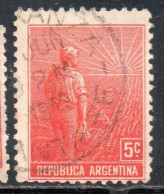 ARGENTINA 1911 AGRICULTURE AGRICOLTURA CENT. 5c USATO USED OBLITERE' - Gebruikt