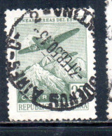 ARGENTINA 1946 AIR MAIL POSTA AEREA CORREO AEREO PLANE OVER THE ANDES CENT. 25c USATO USED OBLITERE' - Luchtpost