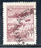 ARGENTINA 1946 LINEAS AEREAS DEL ESTADO AIR LINE OF STATE LINEA AEREA DI STATO CENT. 15c USATO USED OBLITERE' - Gebraucht