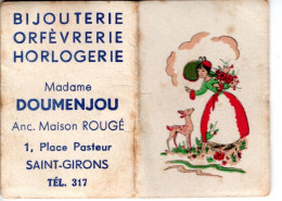 Calendrier Publicitaire Pour Madame DOUMENJOU à SAINT-GIRONS . Bijouterie Orfèvrerie Horlogerie - Formato Piccolo : 1961-70