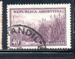 ARGENTINA 1935 1951 SUGAR CANE 1936 CANNA DA ZUCCHERO CENT. 40c USATO USED OBLITERE' - Gebraucht