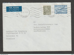 FINLAND:  1969  COVER  FLYGPOST  WITH  45 P. (8 A.M.) + 2 P. -  TO  GERMANY - Covers & Documents